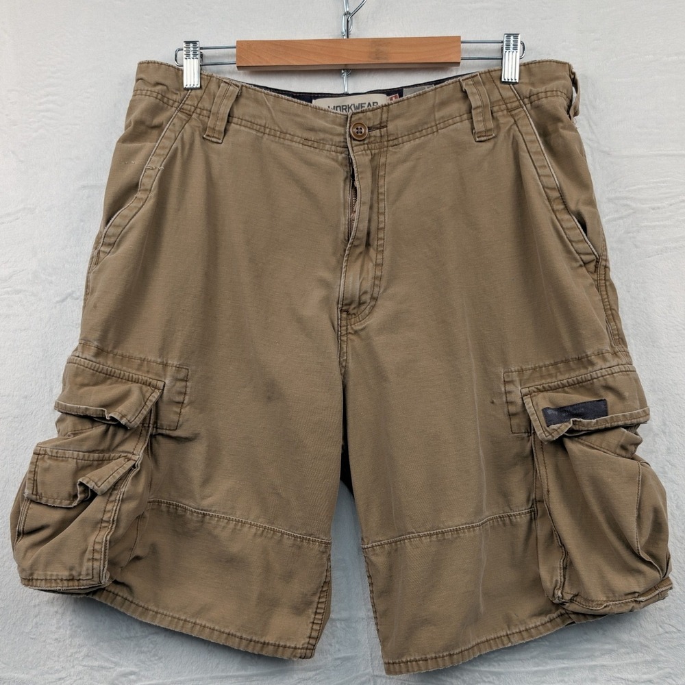 VTG Levi's Cargo Shorts Men's 34 Brown 10" Canvas Relaxed Workwear Rugged Y2K